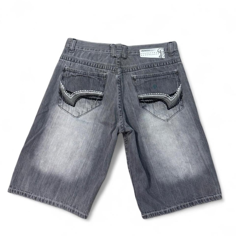 Y2K VTG Southpole embroidered Jean shorts jorts grey 36 men’s 2000s wide leg